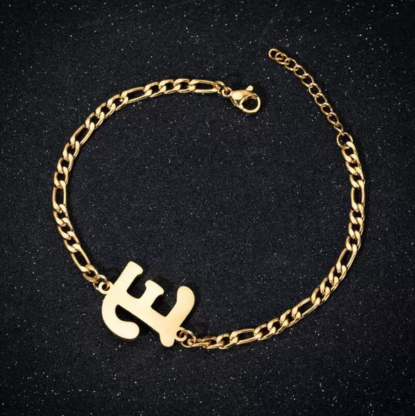Retro Stainless Steel Letter Charm Bracelet For Women Electroplated Text Jewelry Wholesale