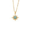 Retro Stainless Steel Natural Stone Pendant Necklace