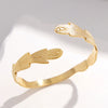 Retro Stainless Steel Open Bracelet With Feather And Cross Design Electroplated For Female