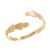 Retro Stainless Steel Open Bracelet With Feather And Cross Design Electroplated For Female