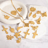 Retro Stainless Steel Pendant Jewelry With Cross And Star Pattern Vacuum Real Gold Electroplating In Pvd Furnace