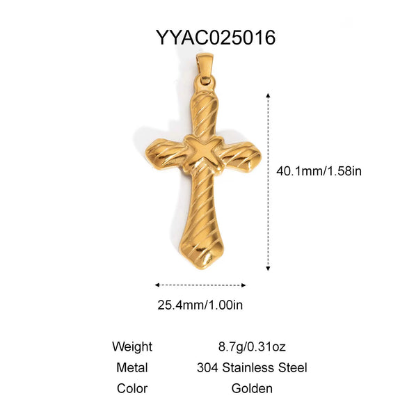 Retro Stainless Steel Pendant Jewelry With Cross And Star Pattern Vacuum Real Gold Electroplating In Pvd Furnace