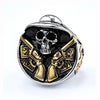 Retro Stainless Steel Round Skull Ring With Speech Logo Text Design For Men And Unisex