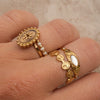 Retro Stainless Steel Star Open Ring With Zircon For Women Geometric Design