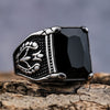 Retro Stainless Steel Tulip Gemstone Inlaid Nesting Ring With Leaf Pattern Unisex Fashion Jewelry