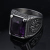 Retro Stainless Steel Tulip Gemstone Inlaid Nesting Ring With Leaf Pattern Unisex Fashion Jewelry