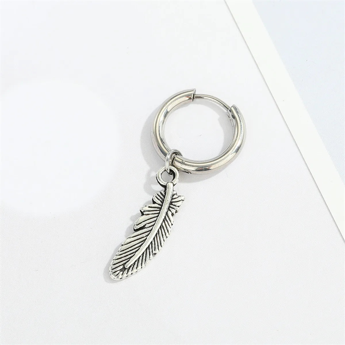 Retro Stainless Steel Wings Leaf Earring Small Feather Pendant Earrings Jewelry