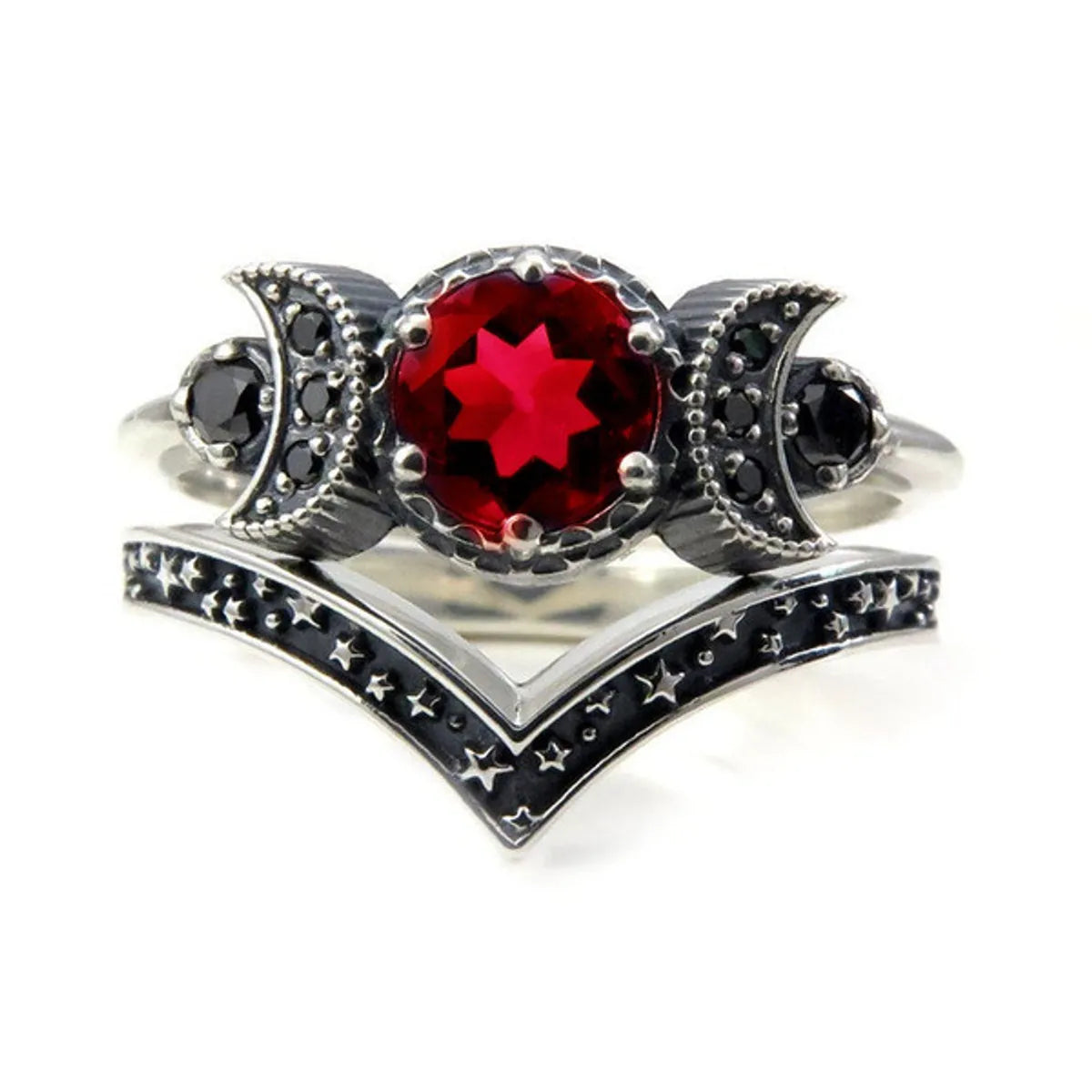 Retro Star Alloy Inlay Artificial Gemstones Women'S Rings