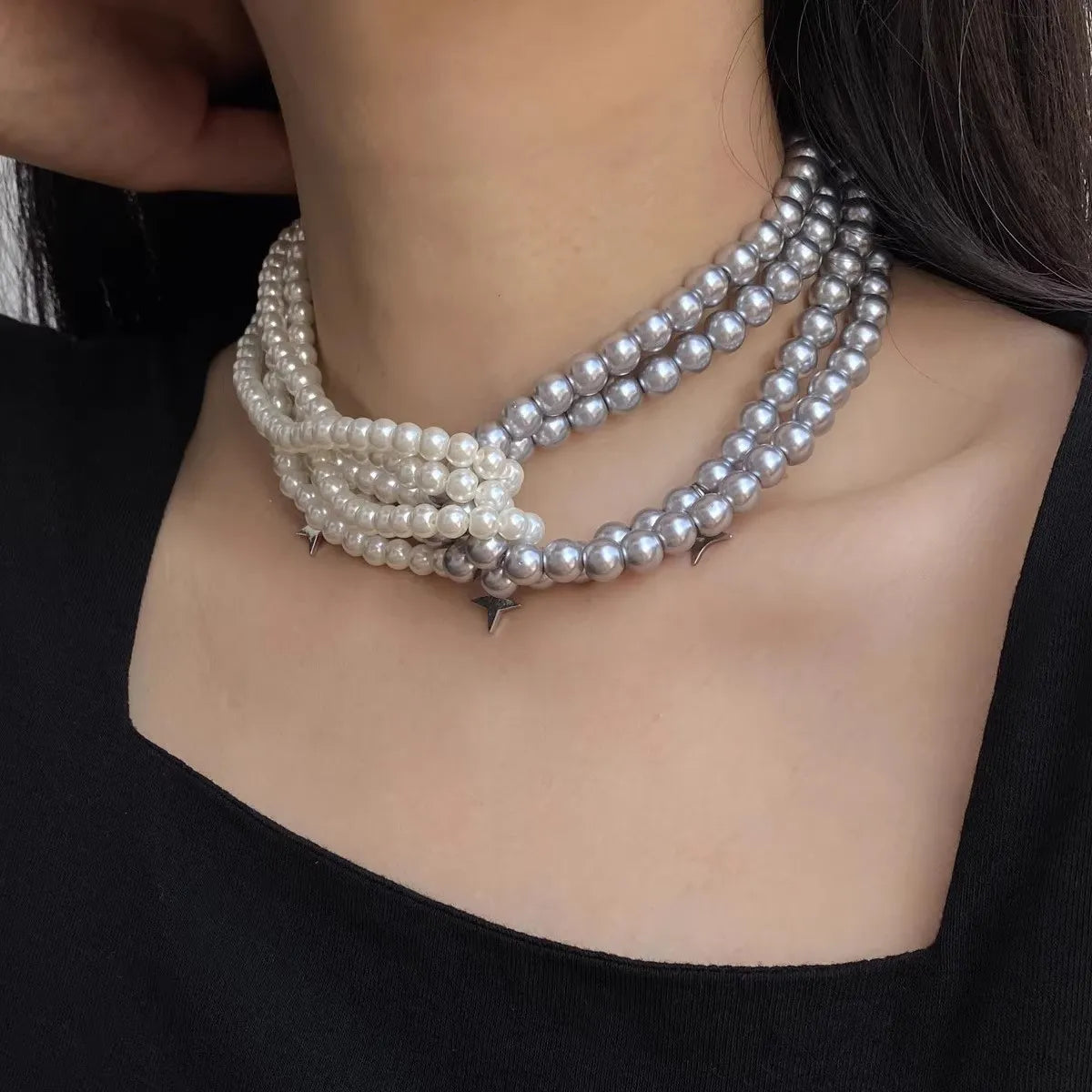 Retro Star Artificial Pearl Layered Pearl Women'S Layered Necklaces