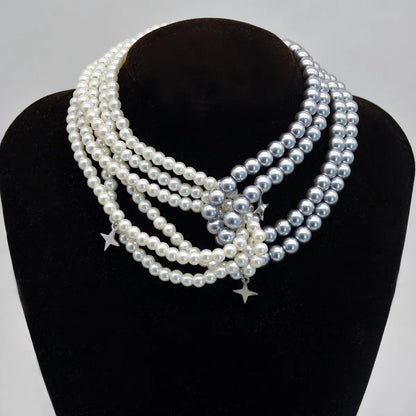 Retro Star Artificial Pearl Layered Pearl Women'S Layered Necklaces