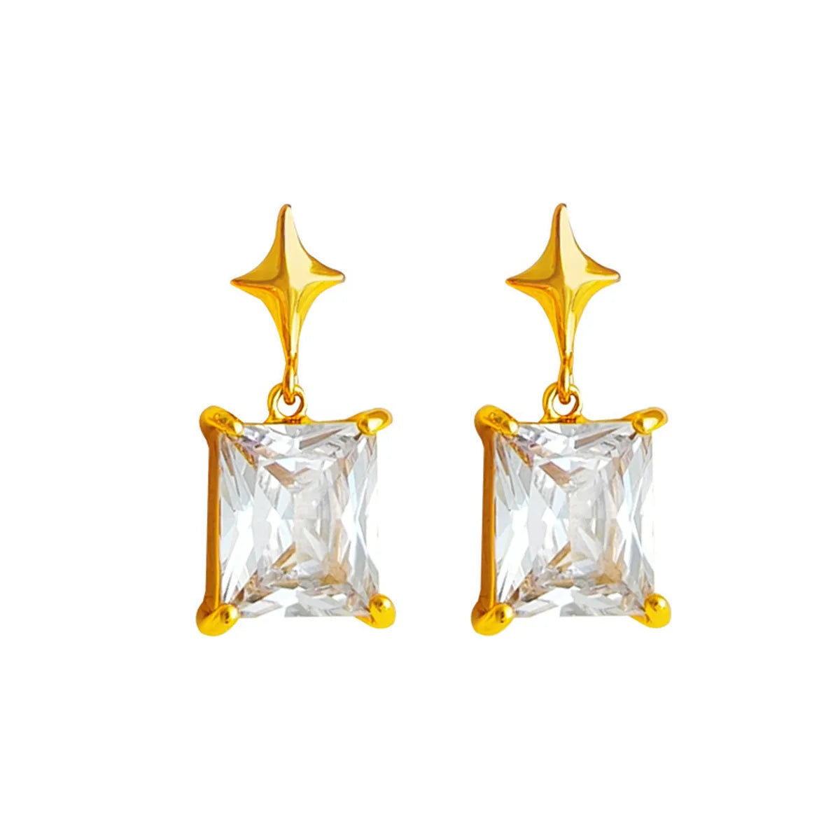 Retro Star Copper Earrings Plating Zircon Copper Earrings