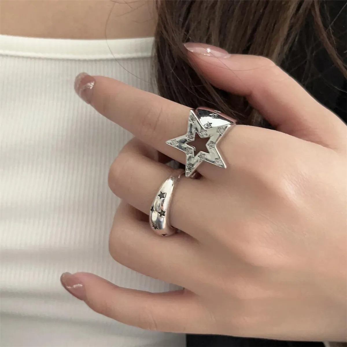 Retro Star Copper Plating Open Ring