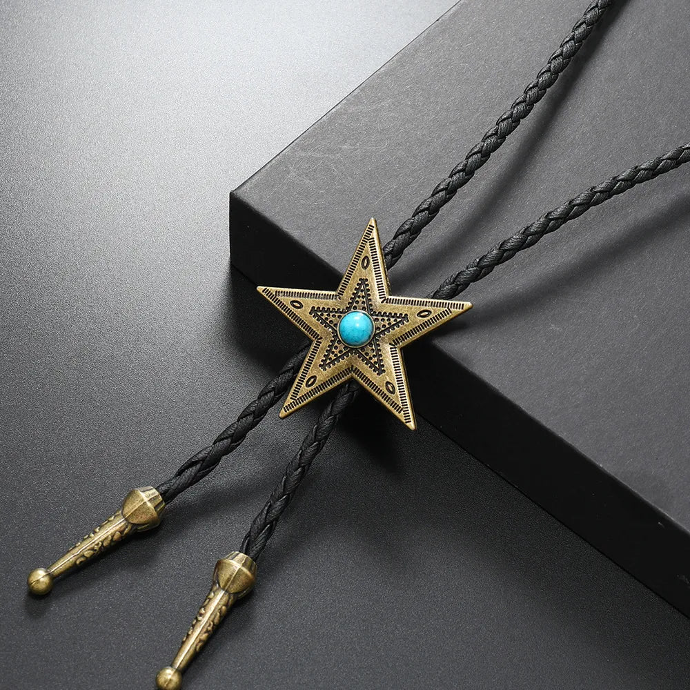 Retro Star Pu Leather Alloy Unisex Bolo Tie Necklaces