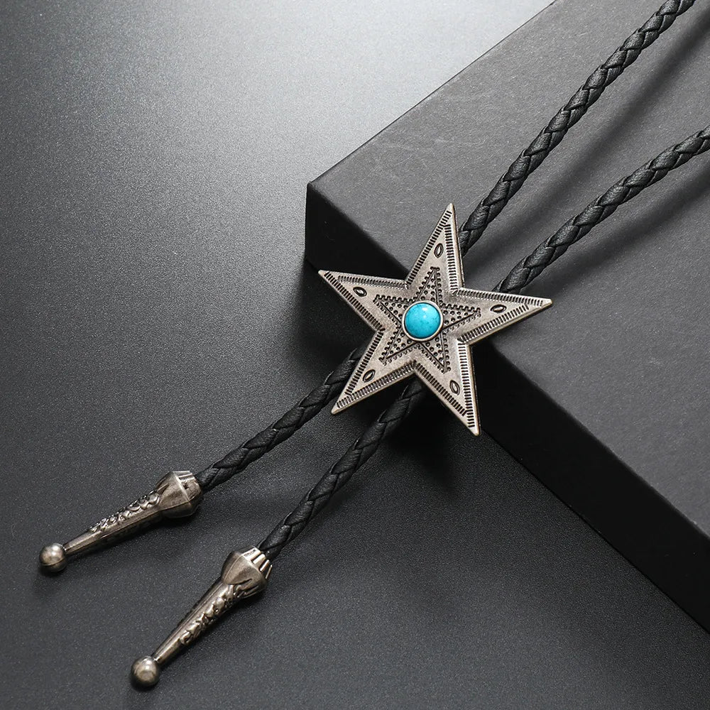 Retro Star Pu Leather Alloy Unisex Bolo Tie Necklaces