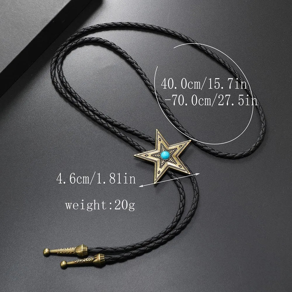 Retro Star Pu Leather Alloy Unisex Bolo Tie Necklaces