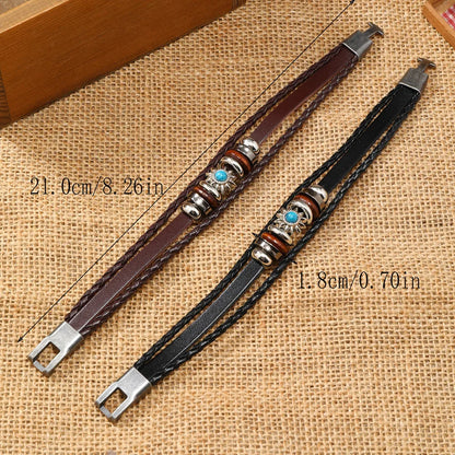 Retro Star Pu Leather Natural Stone Unisex Bracelets