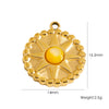 Retro Star Round Stainless Steel Jewelry Pendant Inlaid With Natural Stone Vacuum In Furnace Electroplating