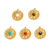 Retro Star Round Stainless Steel Jewelry Pendant Inlaid With Natural Stone Vacuum In Furnace Electroplating
