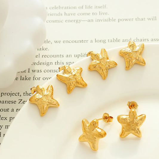 Retro Star Titanium Steel Plating Ear Studs