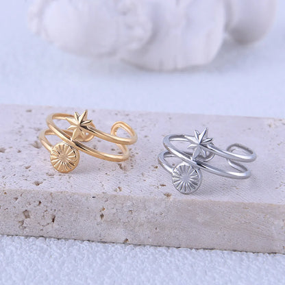 Retro Star Titanium Steel Rings 1 Piece