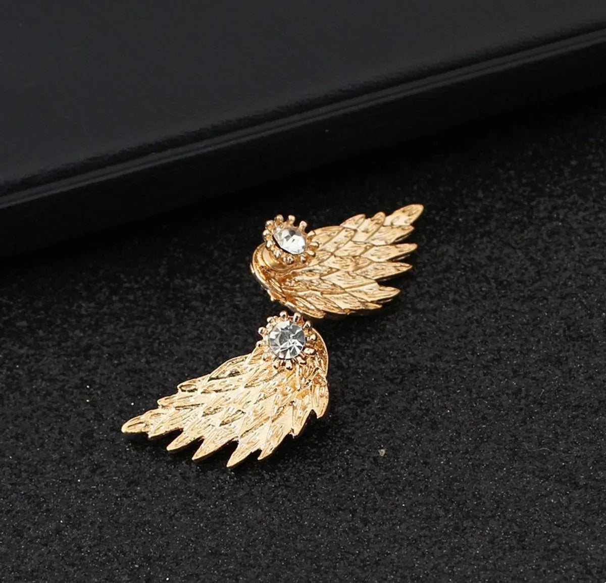 Retro Stereo Angel Wing Feather Diamond Alloy Stud Earrings