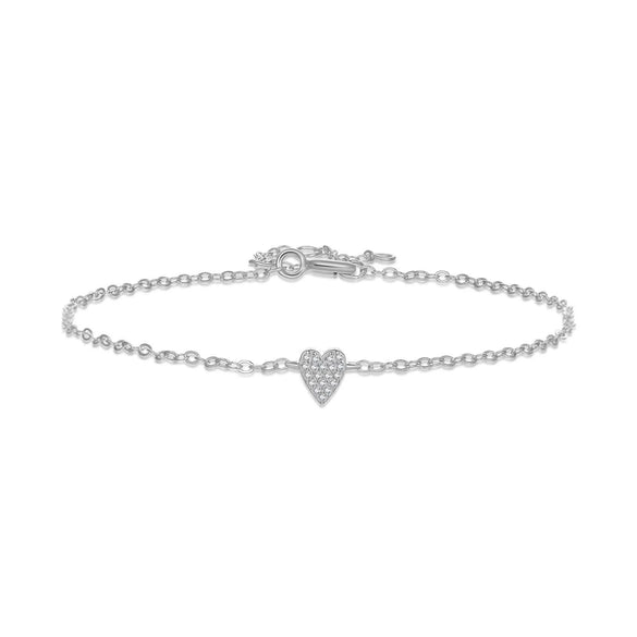 Retro 925 Sterling Silver Heart Shaped Women's Bracelet With Multi Adjustable Buckle Geometric Pattern Platinum Or 18K Gold Electroplating And Zircon Inlay