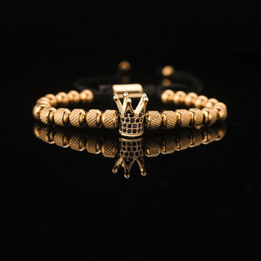 Retro Streetwear Crown Titanium Steel Plating Inlay Zircon Bracelets