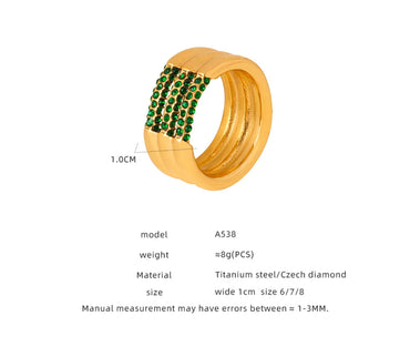 Wholesale Jewelry Retro Streetwear Geometric Titanium Steel Artificial Diamond 18K Gold Plated Plating Inlay Rings