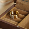 Wholesale Jewelry Retro Streetwear Geometric Titanium Steel Artificial Diamond 18K Gold Plated Plating Inlay Rings