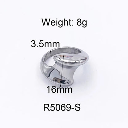 304 Stainless Steel 18K Gold Plated Retro Streetwear Plating Geometric No Inlay Rings