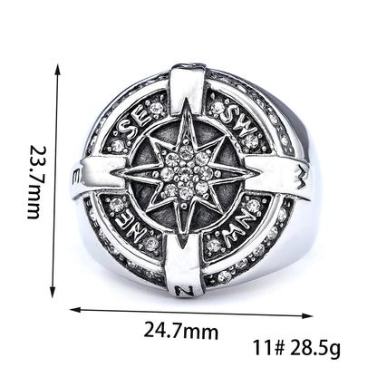 Retro Streetwear Star 304 Stainless Steel Inlay Artificial Rhinestones Men'S Rings