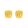 Retro Striped 316L Stainless Steel Round Pumpkin Earrings For Women Electroplated With 18K Gold