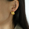 Retro Striped 316L Stainless Steel Round Pumpkin Earrings For Women Electroplated With 18K Gold