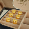 Retro Striped 316L Stainless Steel Round Pumpkin Earrings For Women Electroplated With 18K Gold