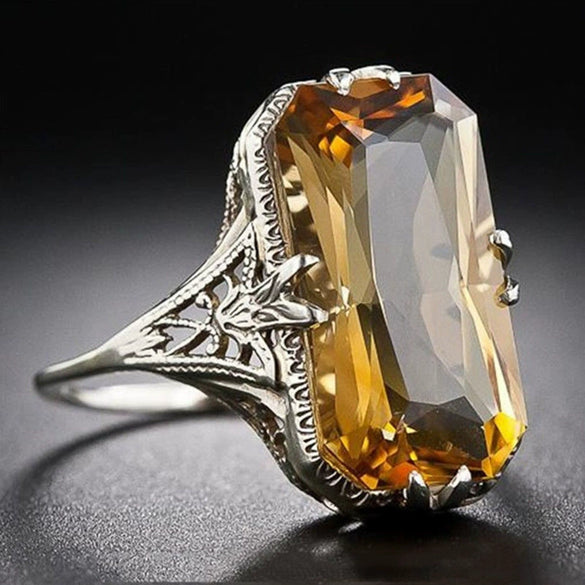 Retro Style Copper Geometric Hollow Carved Jewelry For Women With Golden Purple Crystal Electroplated Finish