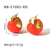 Retro Style Cshaped Stainless Steel Colorful Dripping Ball Fashion Earrings With Electroplating For Women Geometric Design