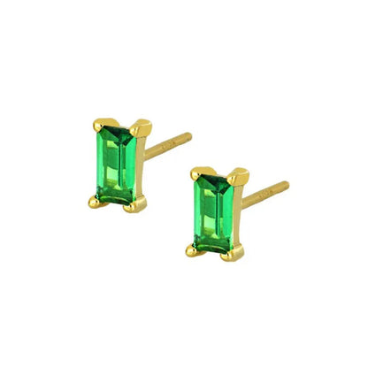 Retro Style Geometric Pendant Copper Inlaid Zircon  Earrings