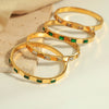 Retro Style 18K Gold Plated Titanium Steel Bracelet For Women With Electroplating And Inlaid Zircon