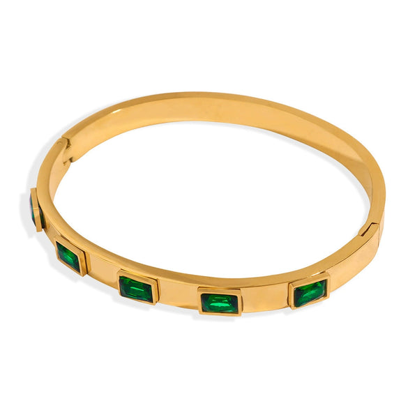 Retro Style 18K Gold Plated Titanium Steel Bracelet For Women With Electroplating And Inlaid Zircon