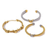 Retro Style Letter Woven Open Bracelet Stainless Steel 18K Gold Plated Jewelry