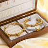 Retro Style Letter Woven Open Bracelet Stainless Steel 18K Gold Plated Jewelry