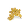 Retro Style Micro Inlaid Zircon Open Stainless Steel Ring With Five Petal Plum Blossom Pattern Electroplated For Women