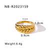 Retro Style Twist Texture Pleated Casting Stainless Steel Ring With Geometric Pattern 18K Furnace Vacuum Plated Jewelry For Women