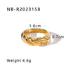 Retro Style Twist Texture Pleated Casting Stainless Steel Ring With Geometric Pattern 18K Furnace Vacuum Plated Jewelry For Women