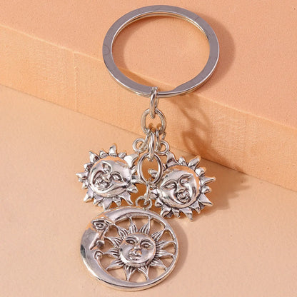 Retro Sun Moon Alloy Bag Pendant Keychain