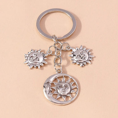 Retro Sun Moon Alloy Bag Pendant Keychain