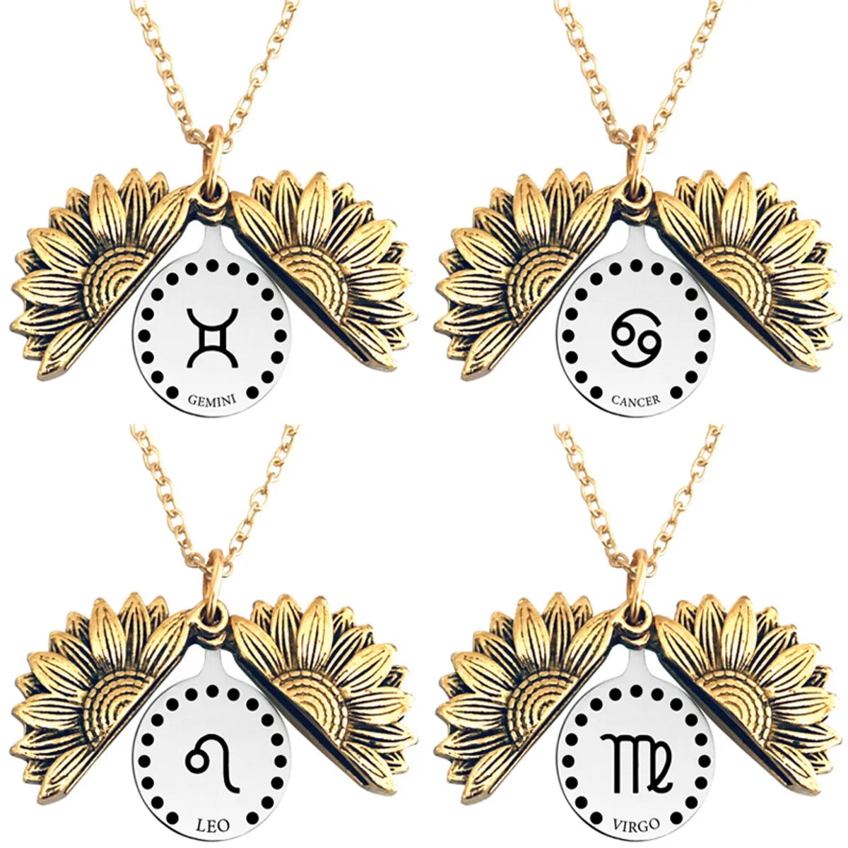 Retro Sunflower Constellation Alloy Metal Plating Unisex Pendant Necklace