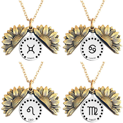 Retro Sunflower Constellation Alloy Metal Plating Unisex Pendant Necklace