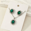 Retro Sunflower Floral Jewelry Set With Zircon Earrings And Pendant Necklace For Women Electroplated Alloy