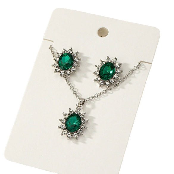 Retro Sunflower Floral Jewelry Set With Zircon Earrings And Pendant Necklace For Women Electroplated Alloy